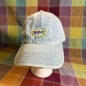 Rugrats Nickelodeon Embroidered Dad Hat Light Wash Denim Adjustable Cartoon 90s